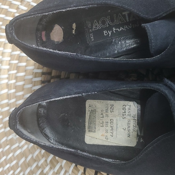 Vintage Aquatalia Suede Shoes Lace-up Block Heel UK 7 US 8.5-9 - Picture 3 of 16
